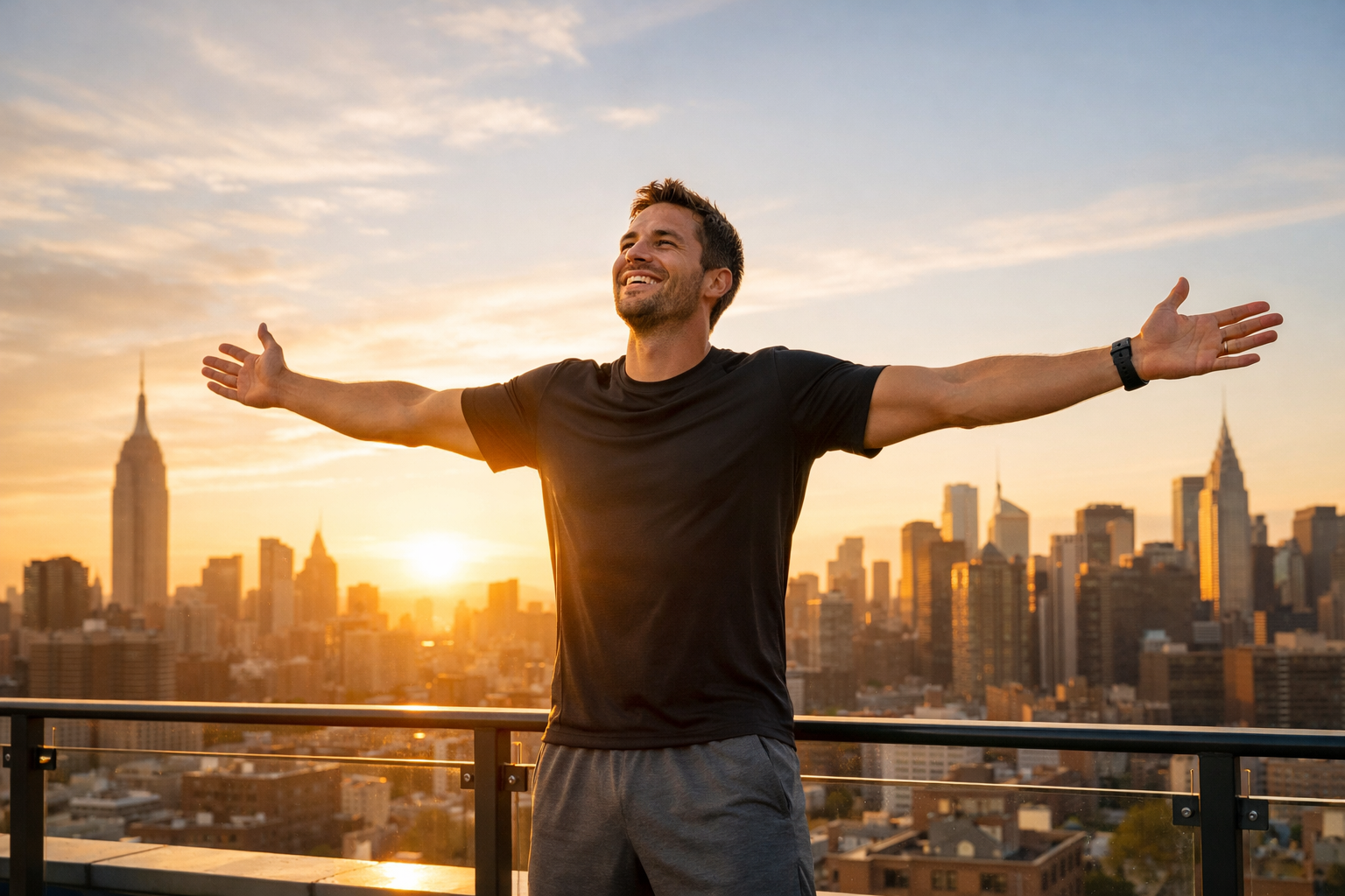 Активний чоловік на світанку